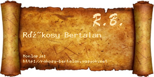 Rákosy Bertalan névjegykártya